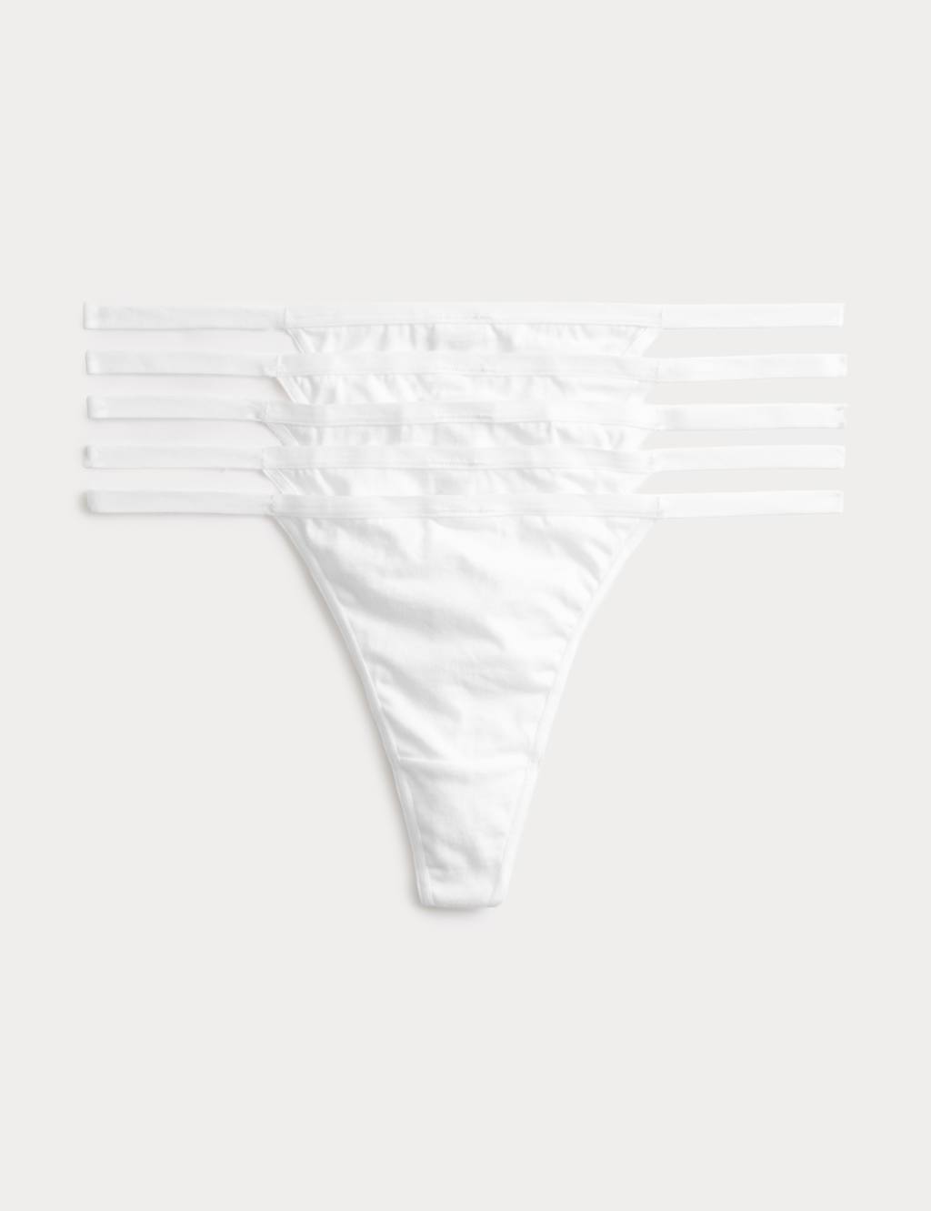M&S Women's 5 Pack Pure Cotton G-String Thongs - 14 - White