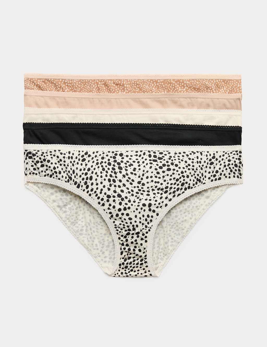 M&S Women's 5pk Pure Cotton Bikini Knickers - 6 - Black Mix