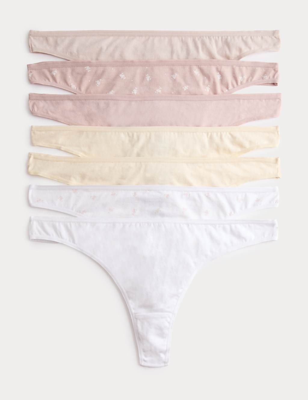M&S Women's 7 Pack Pure Cotton Thongs - 10 - Pink Mix