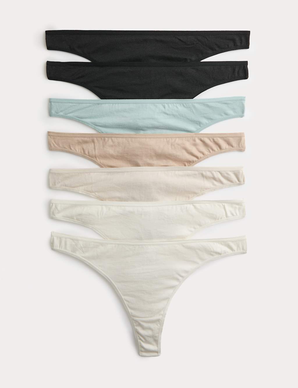 M&S Women's 7 Pack Pure Cotton Thongs - 24 - Cream Mix