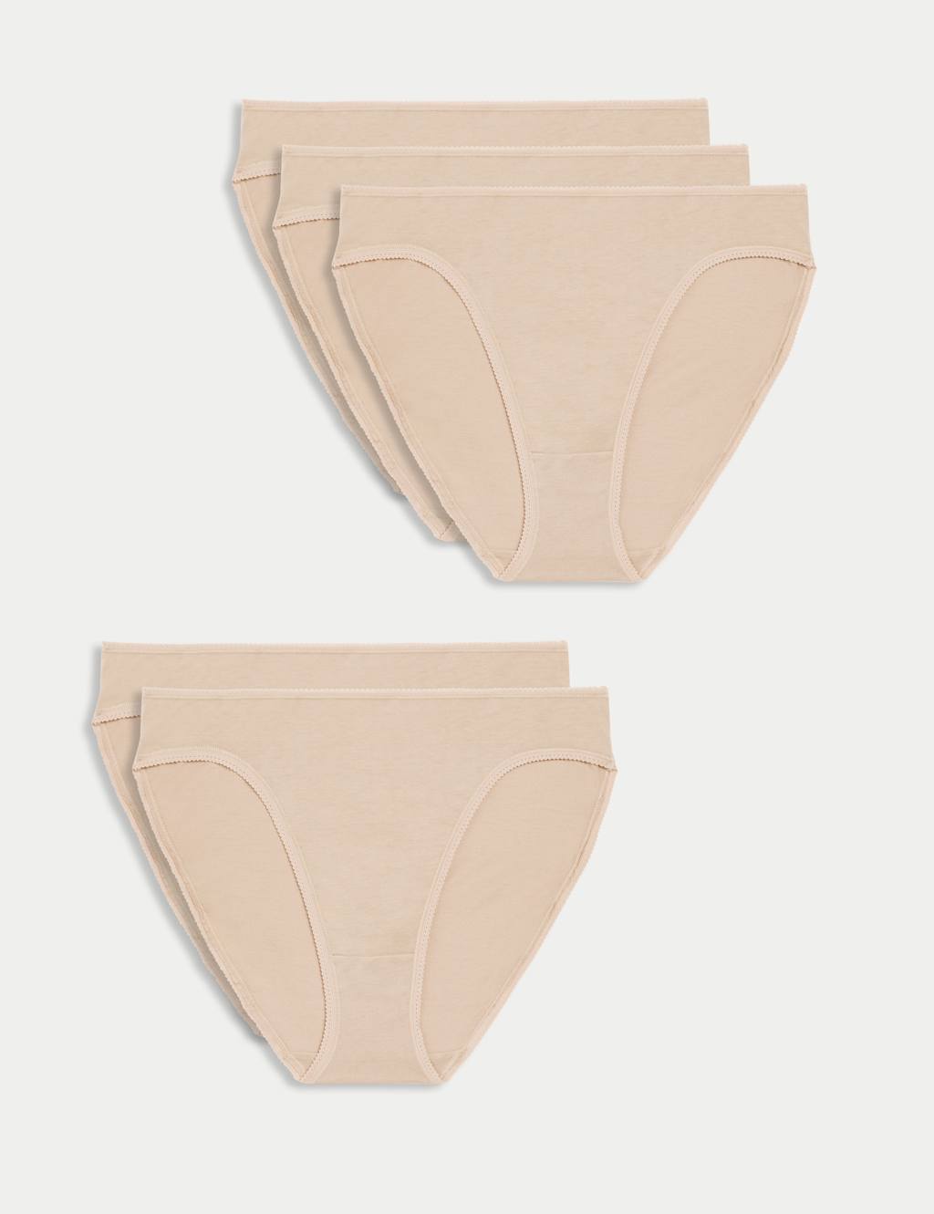 M&S 5pk Pure Cotton High Leg Knickers Rose Quartz