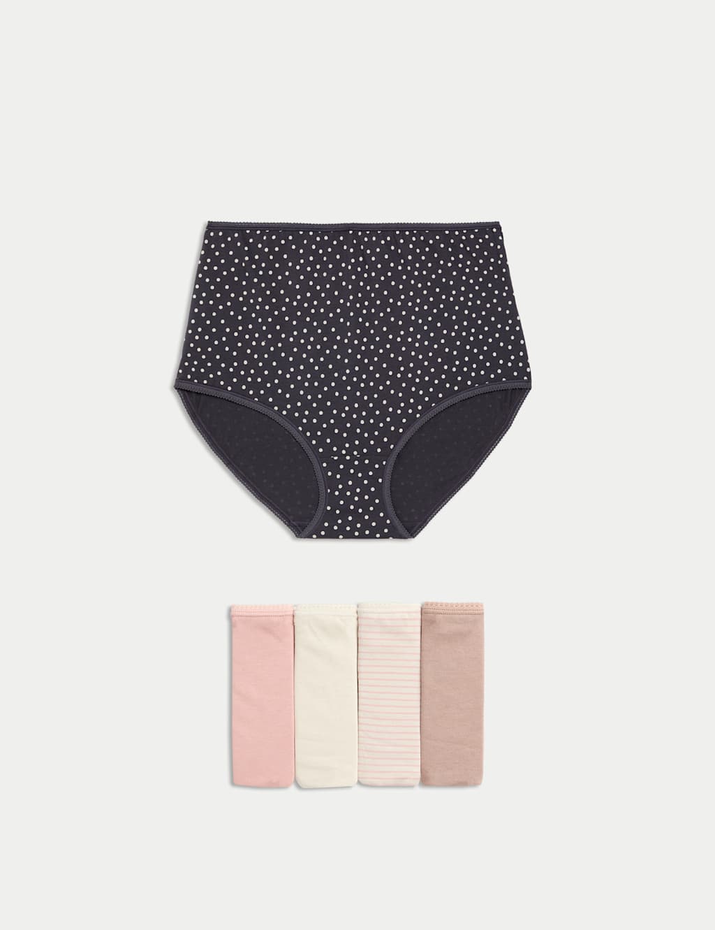 M&S 5pk Pure Cotton Printed Full Briefs Ivory Mix