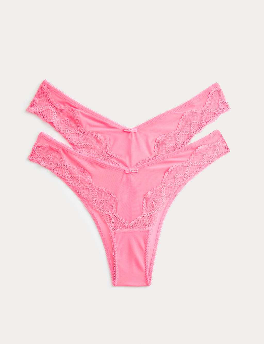 M&S Women's 2 Pack Mesh Miami Knickers - 6 - Bright Pink
