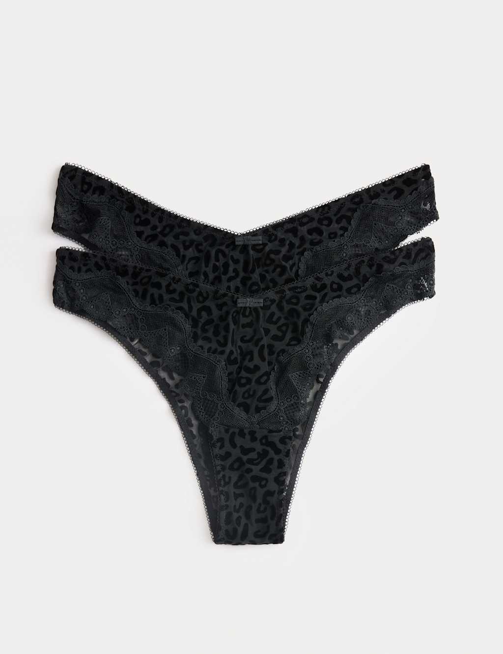 M&S Women's 2 Pack Mesh Miami Knickers - 6 - Black