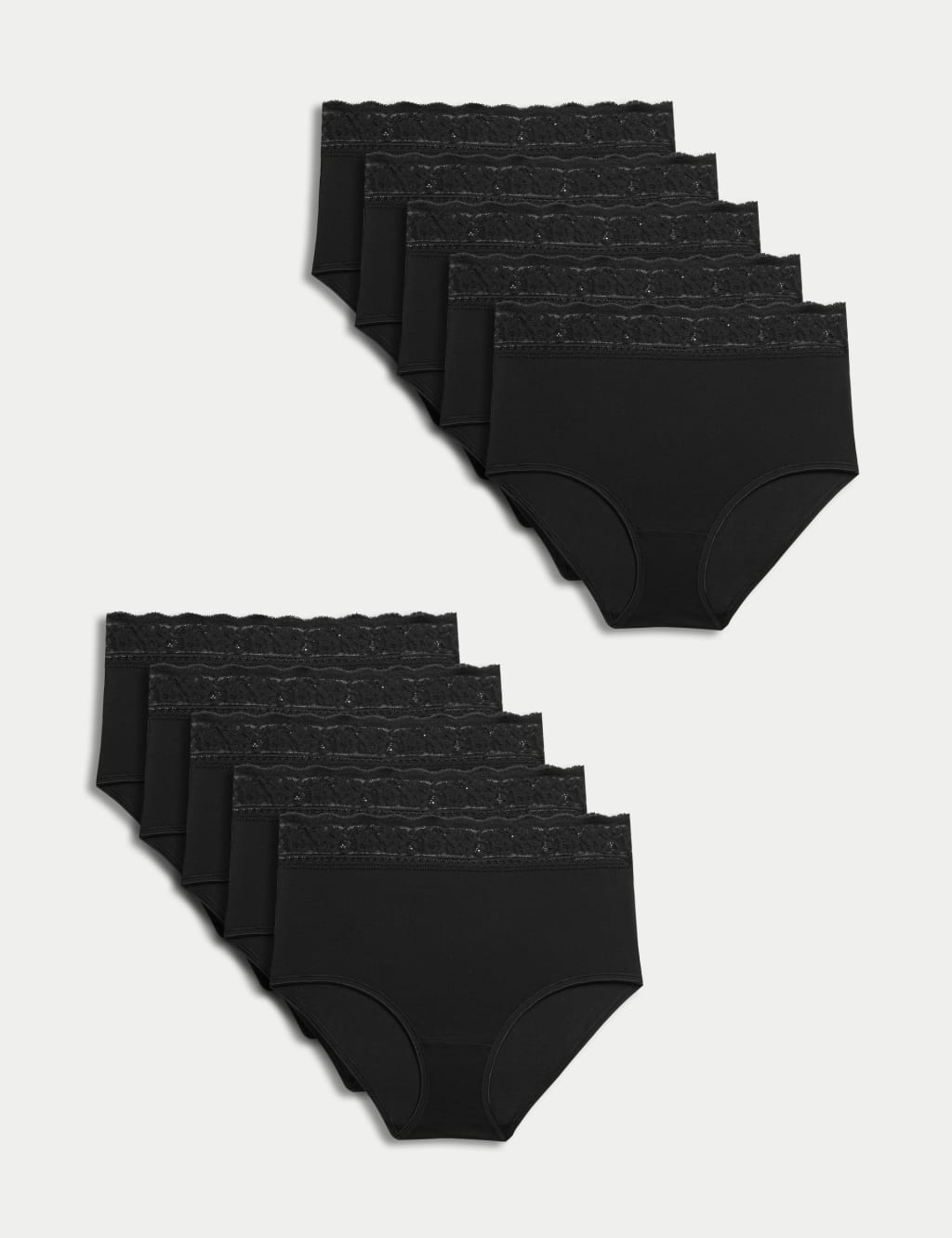 10pk Cotton Rich Lace Waist Full Briefs