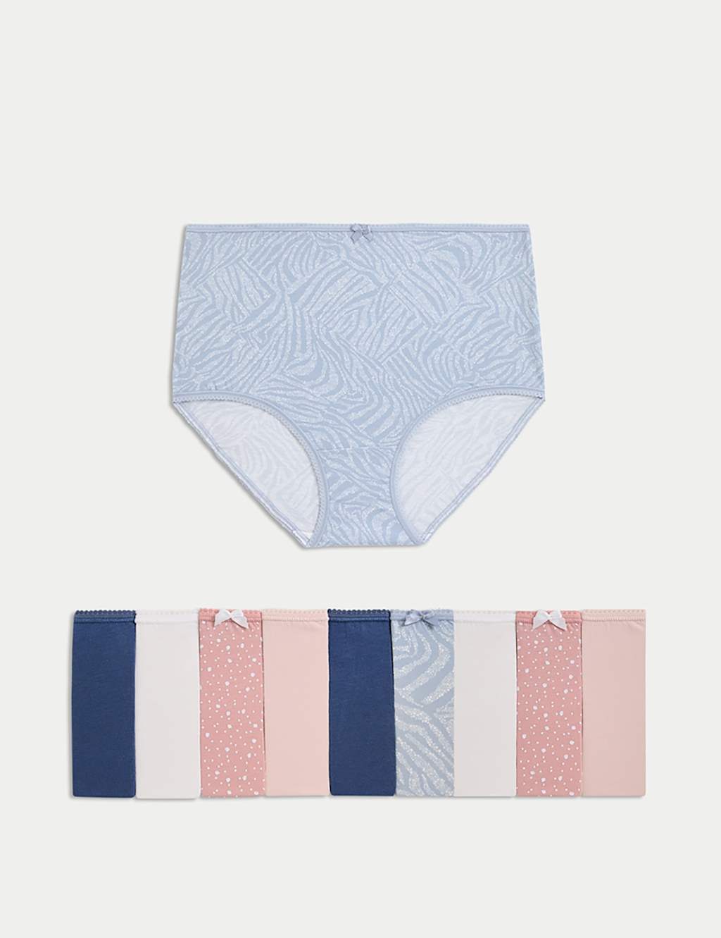 M&S 10pk Cotton Lycra Full Brief Knickers Dark Blue