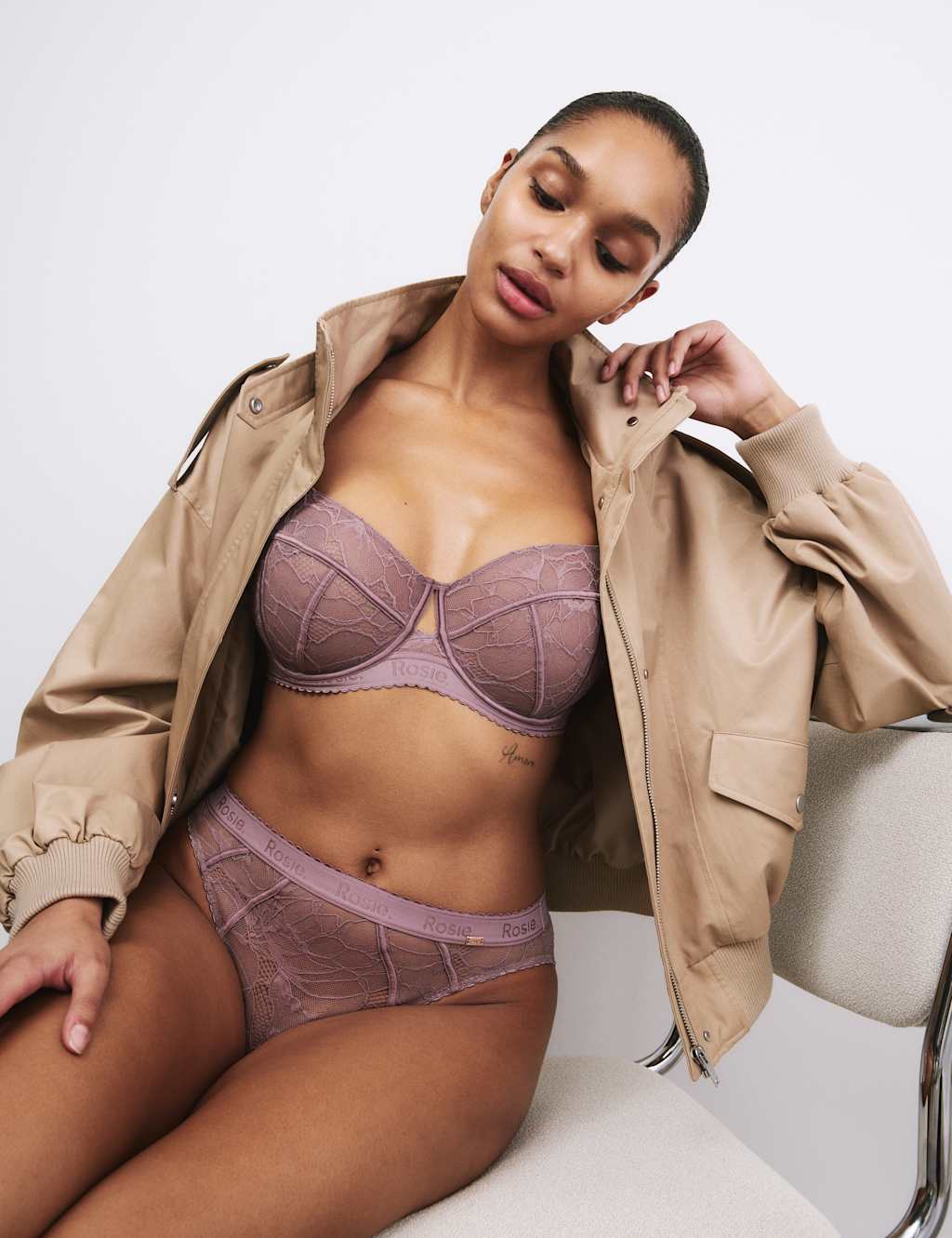 Rosie Women's Lacewear Wired Balcony Bra (F-H) - 36H - Tawny
