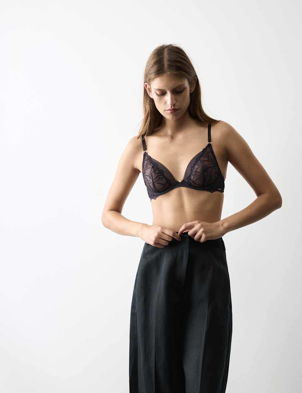 Autograph Monaco Embroidery Wired Plunge Bra (A-E) Midnight