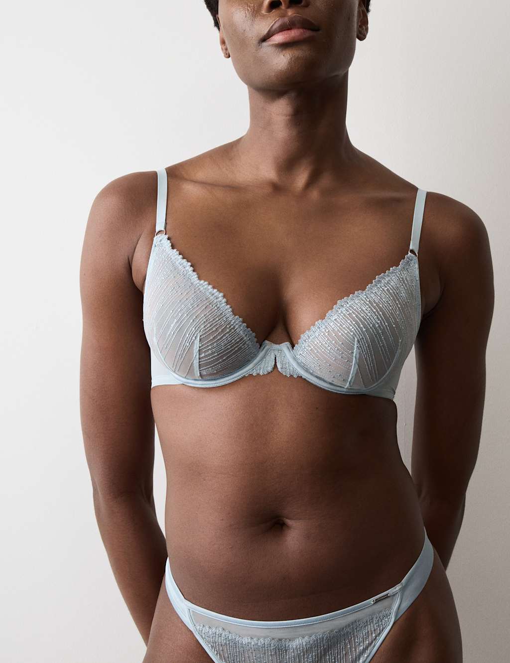 Autograph Women's Florence Embroidery Wired Plunge Bra (A-E) - 42C - Light Blue