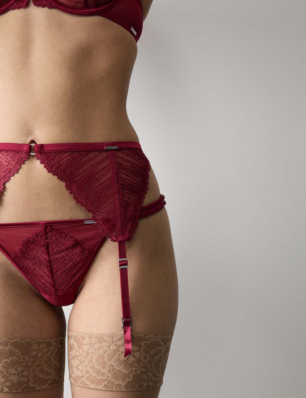 Autograph Women's Florence Embroidery Suspender - 20 - Deep Red
