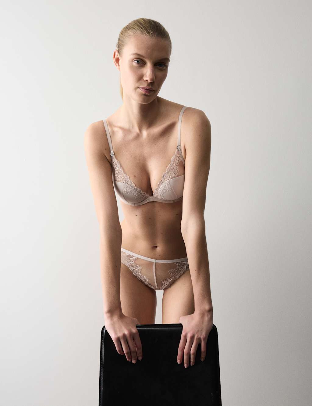 Autograph Women's Seoul Mesh Embroidery Wired Plunge Bra A-E - 34B - Light Buff