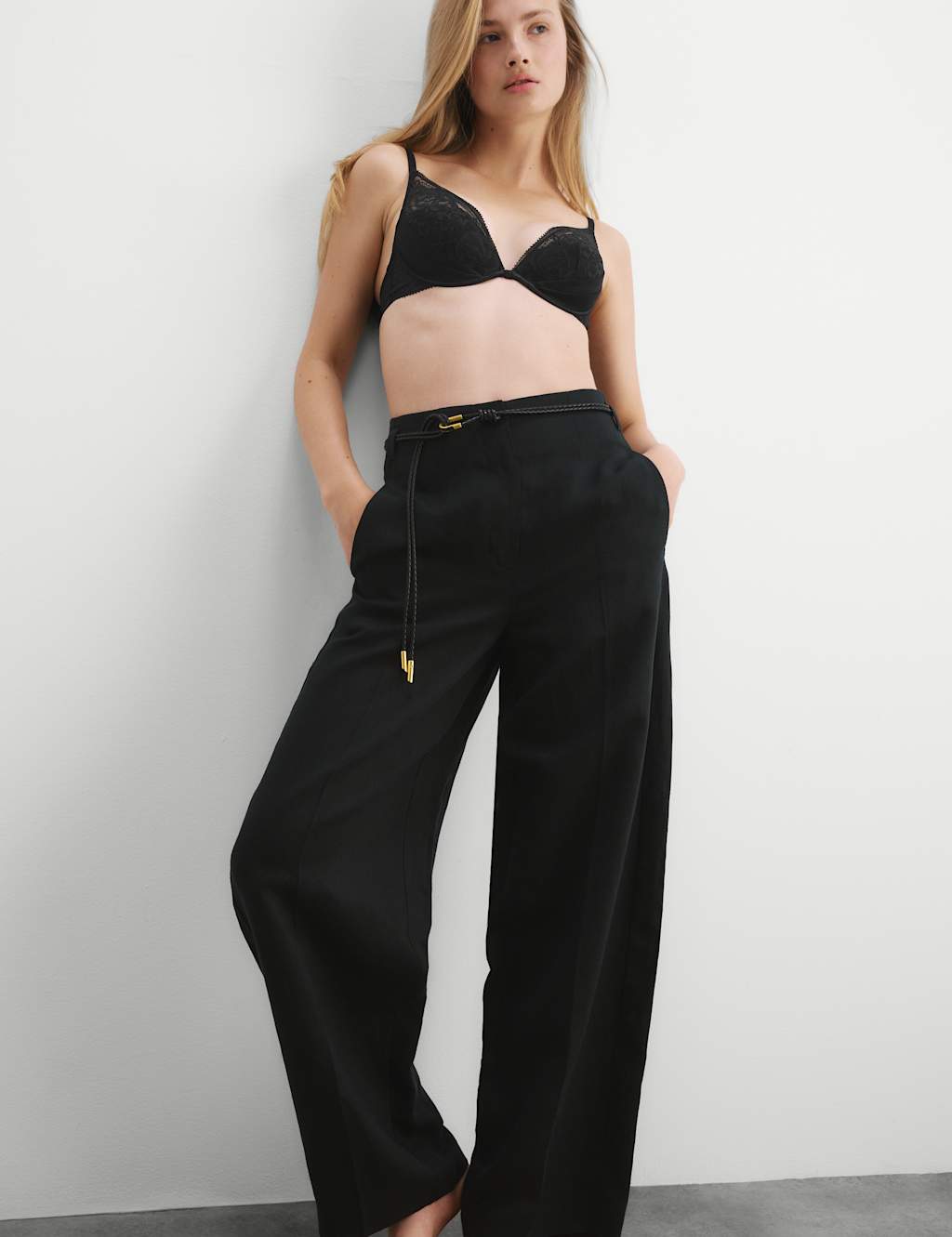 Rosie Silk & Lace Wired Plunge Bra A-E Black