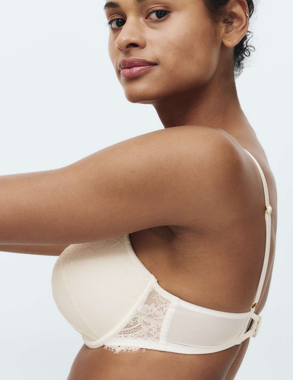 M&S Women's Lace Double Boost Push-Up Plunge Bra A-D - 32D - Ivory
