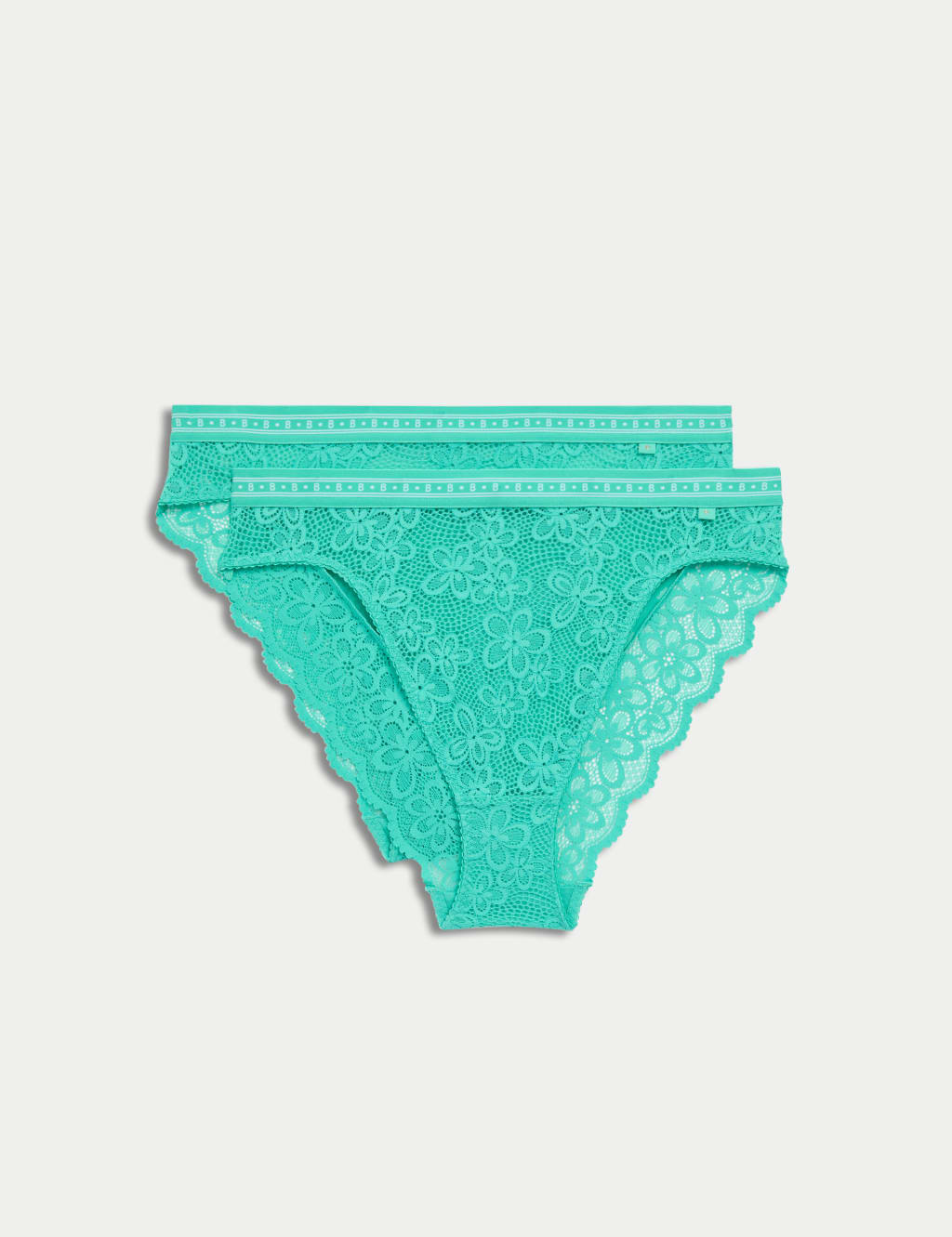 2pk Cleo Lace High Waisted High Leg Knickers