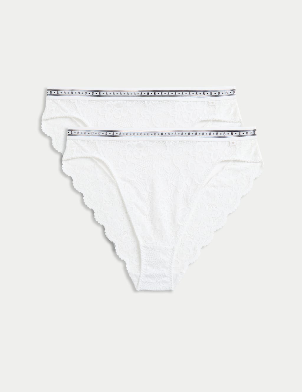 2pk Cleo Lace High Waisted High Leg Knickers