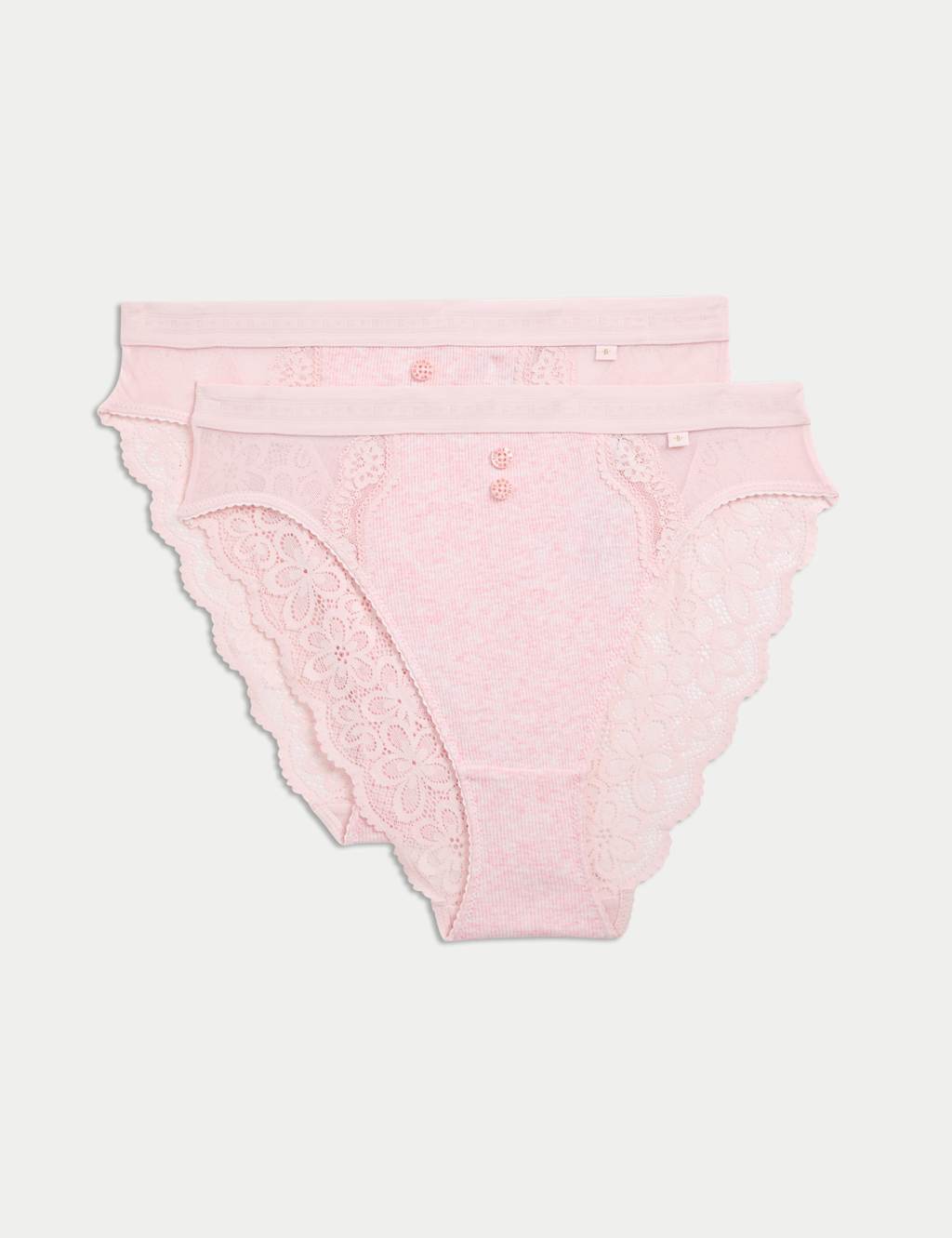 2pk Lotta High Waisted High Leg Knickers with Cotton