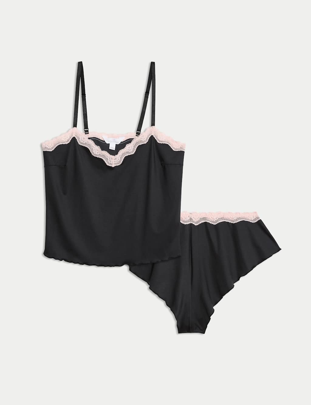 B By Boutique Women's Micro & Lace Cami Set - 18 - Black Mix