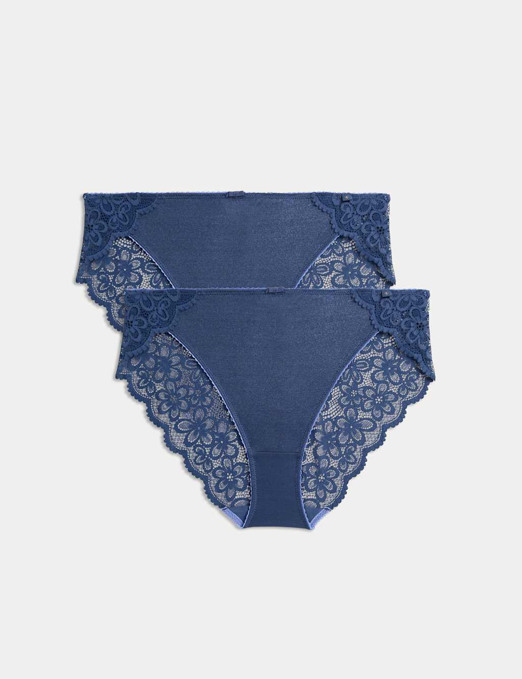 B by Boutique 2 Pack Hanna Glossie High Leg Knickers Dark Blue