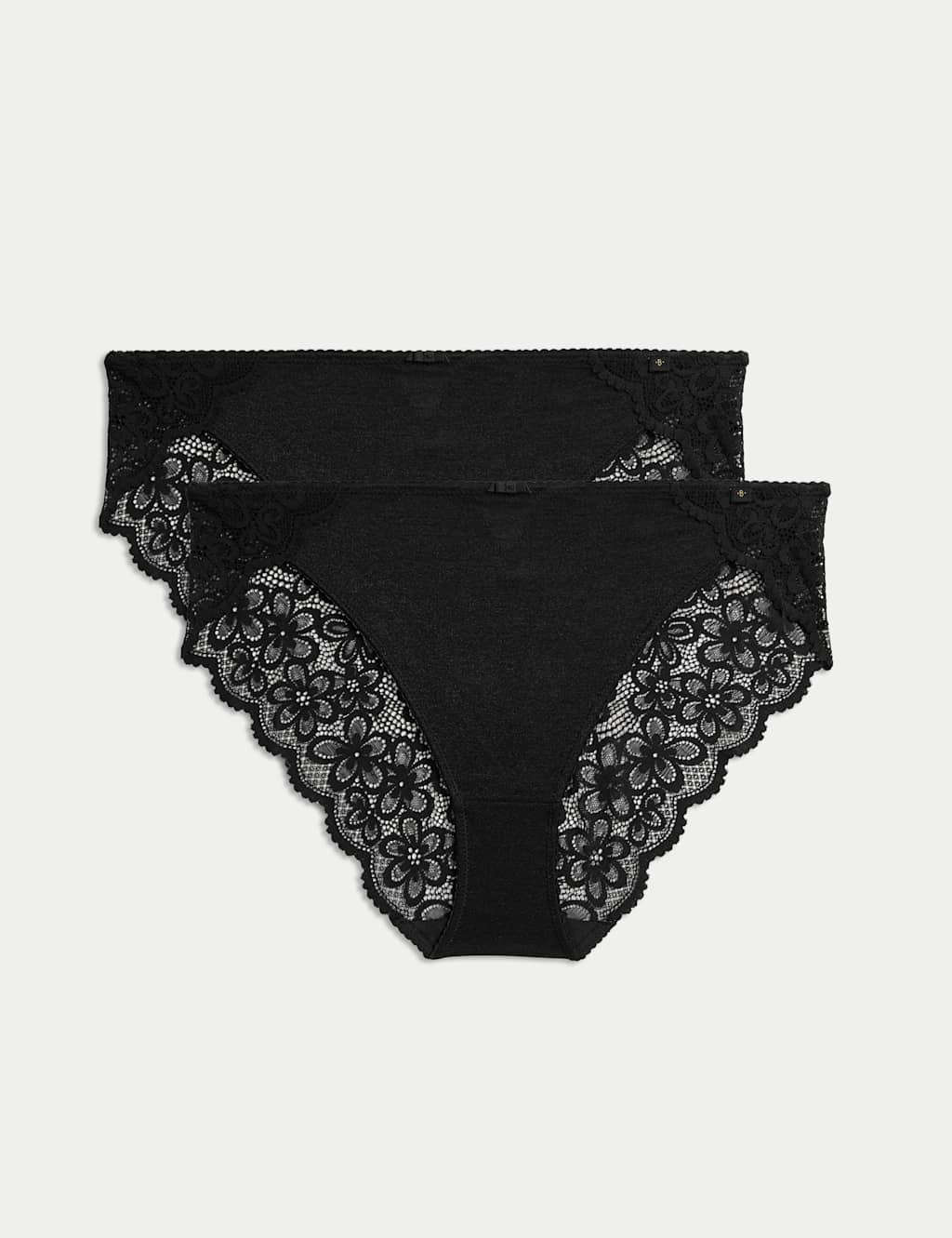 B by Boutique 2 Pack Hanna Glossie High Leg Knickers Black