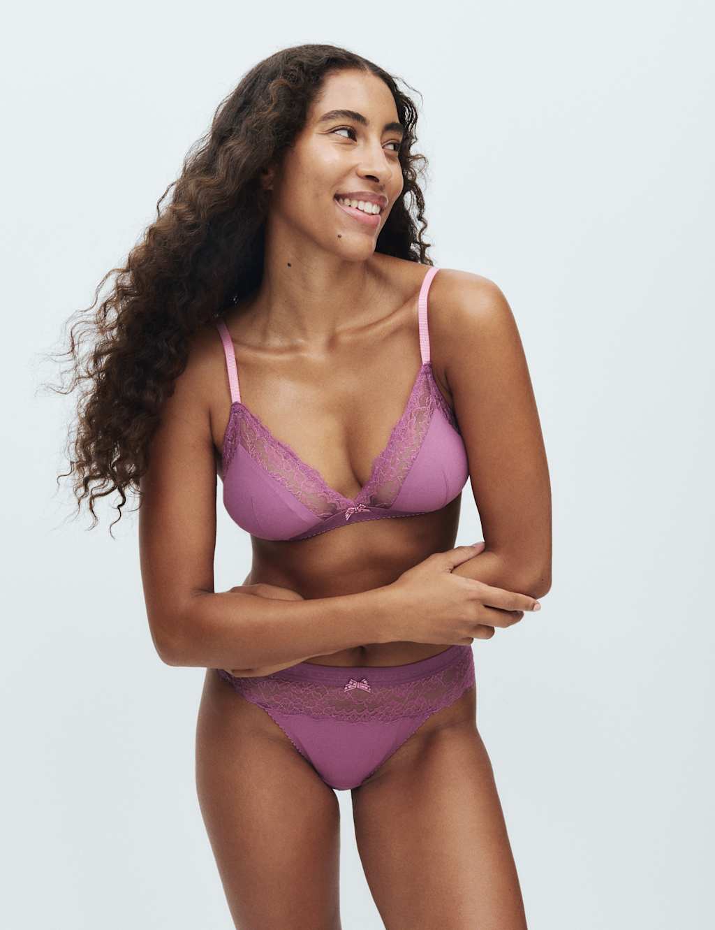 B by Boutique Anna Lace Non Wired Bralette A-E Dark Pink