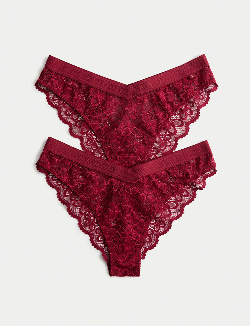 B by Boutique 2 Pack Cleo Lace Miami Knickers Dark Red Mix