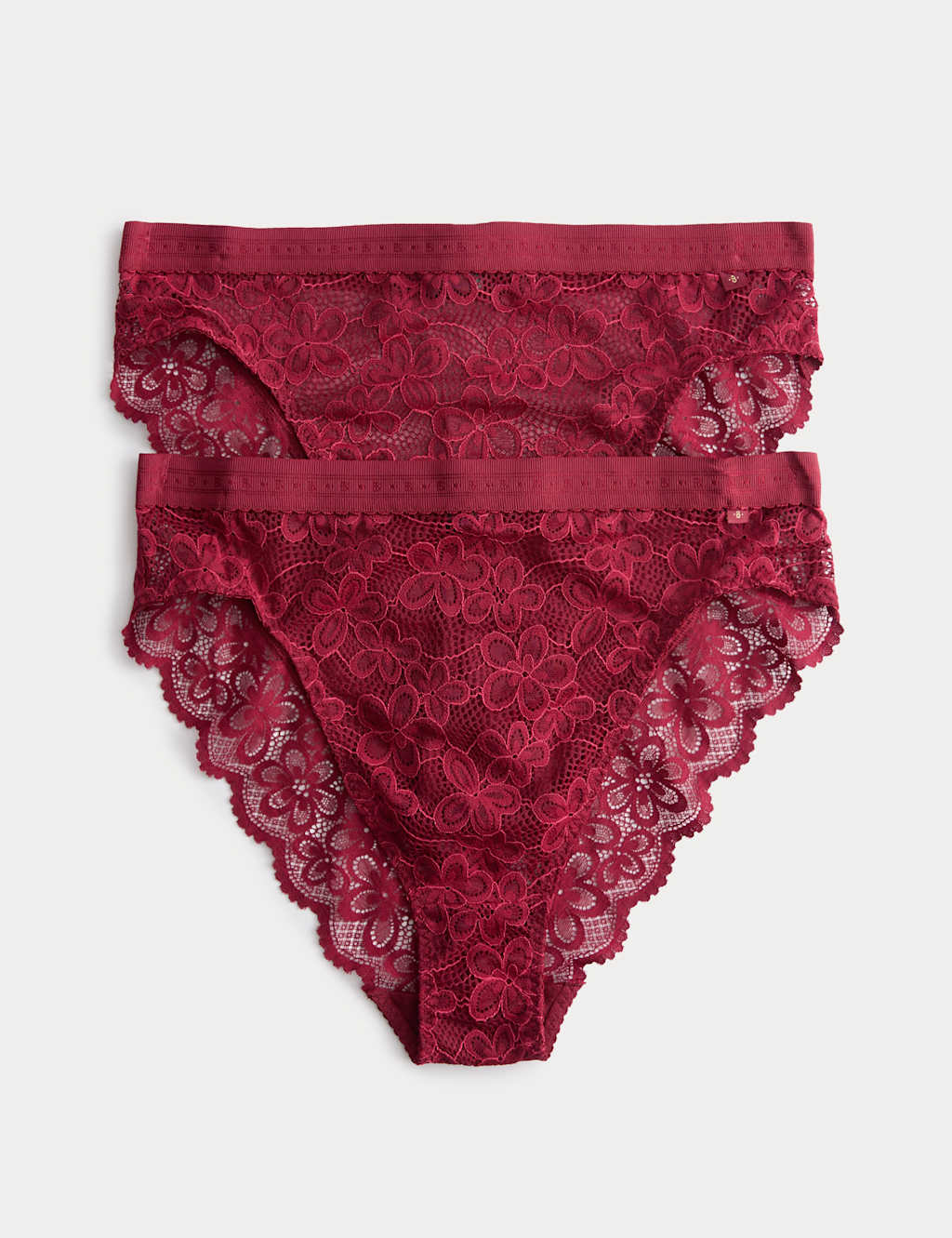 B By Boutique Women's 2 Pack Cleo High Waisted High Leg Knickers - 14 - Dark Red Mix, Dark Red Mix