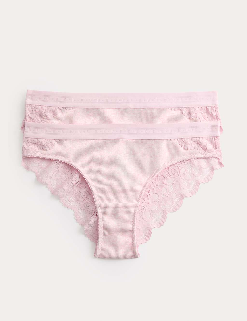 B By Boutique Women's 2 Pack Lotta Cotton Blend Rib Brazilian Knickers - 20 - Pink
