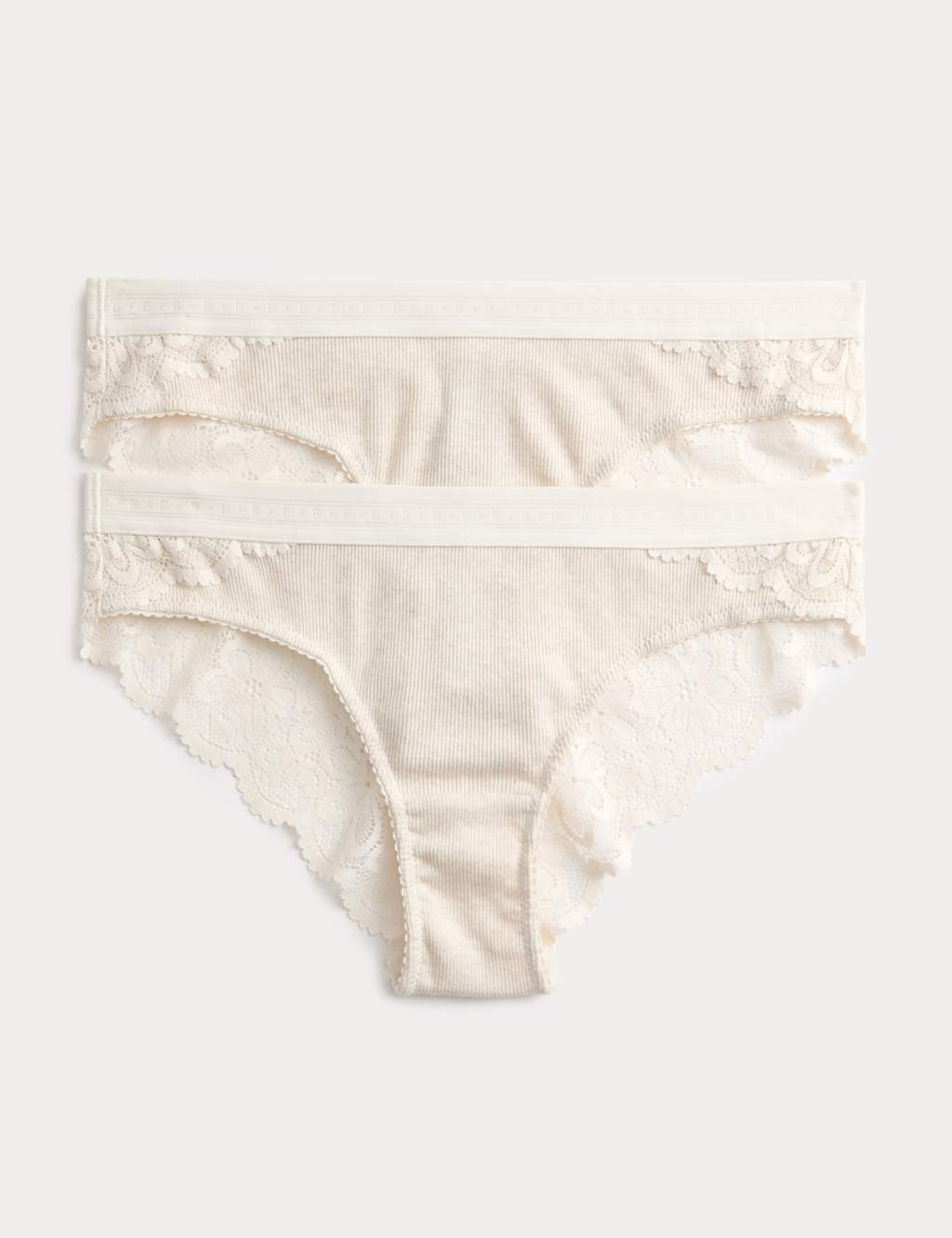 B By Boutique Women's 2 Pack Lotta Cotton Blend Rib Brazilian Knickers - 16 - Oatmeal