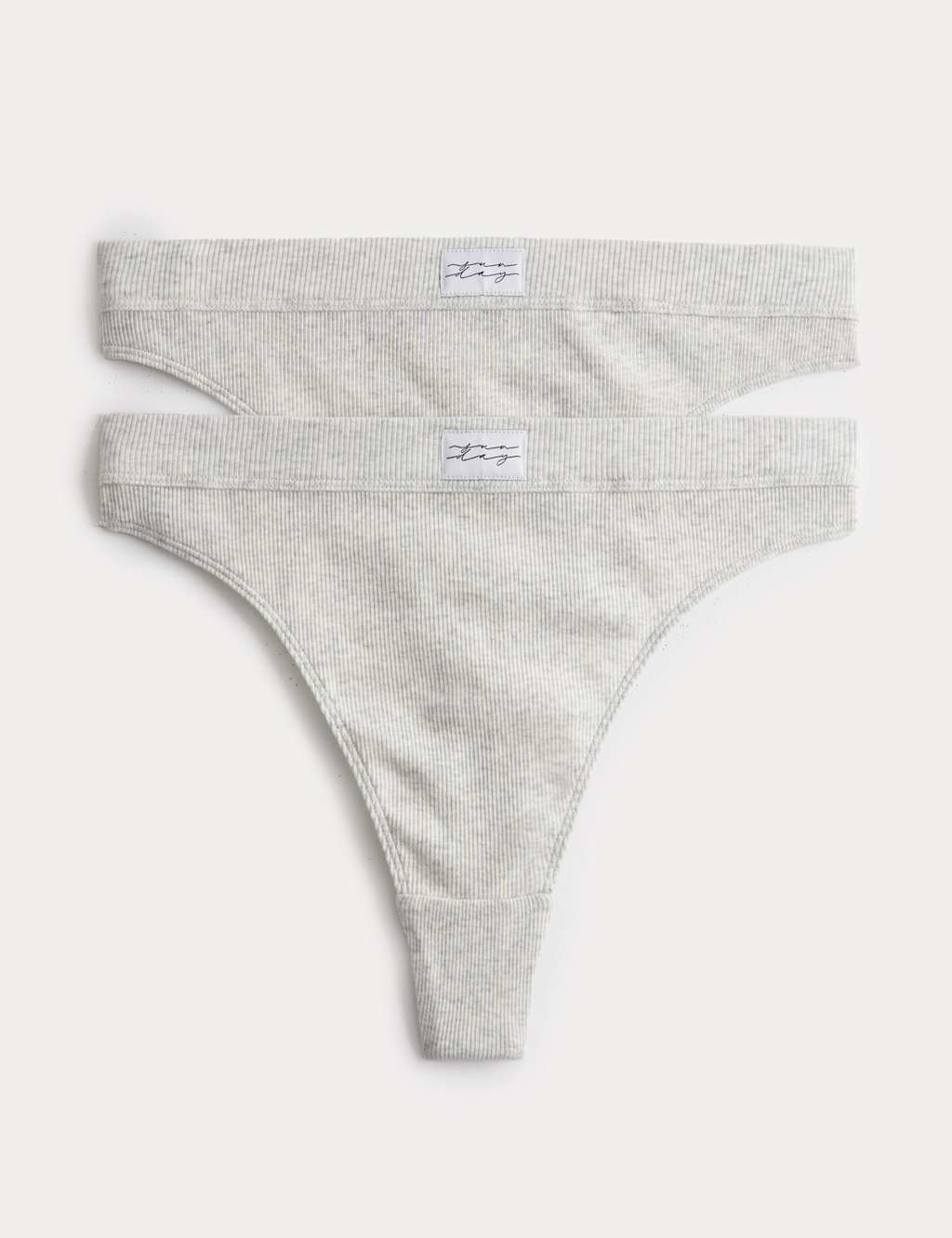 B By Boutique Women's 2 Pack Juni High Waisted Thongs - 18 - Grey Marl