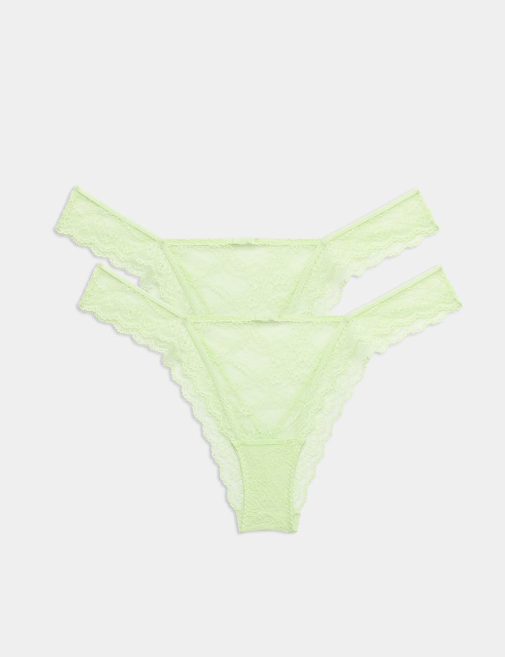 M&S Women's 2 Pack Ida Lace Miami Knickers - 16 - Light Apple
