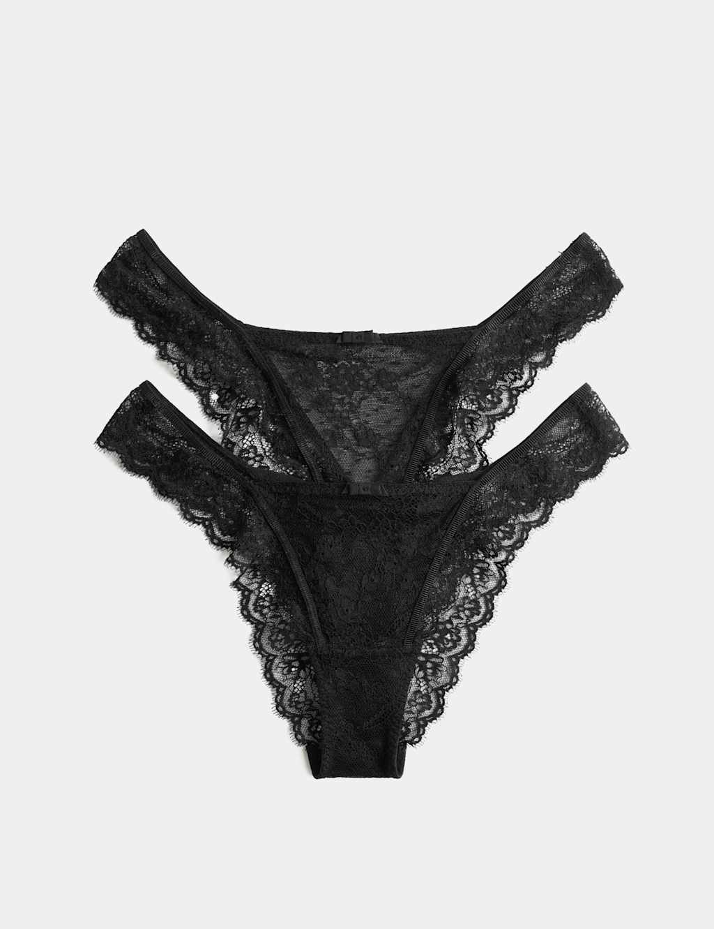 M&S Women's 2 Pack Ida Lace Miami Knickers - 16 - Black