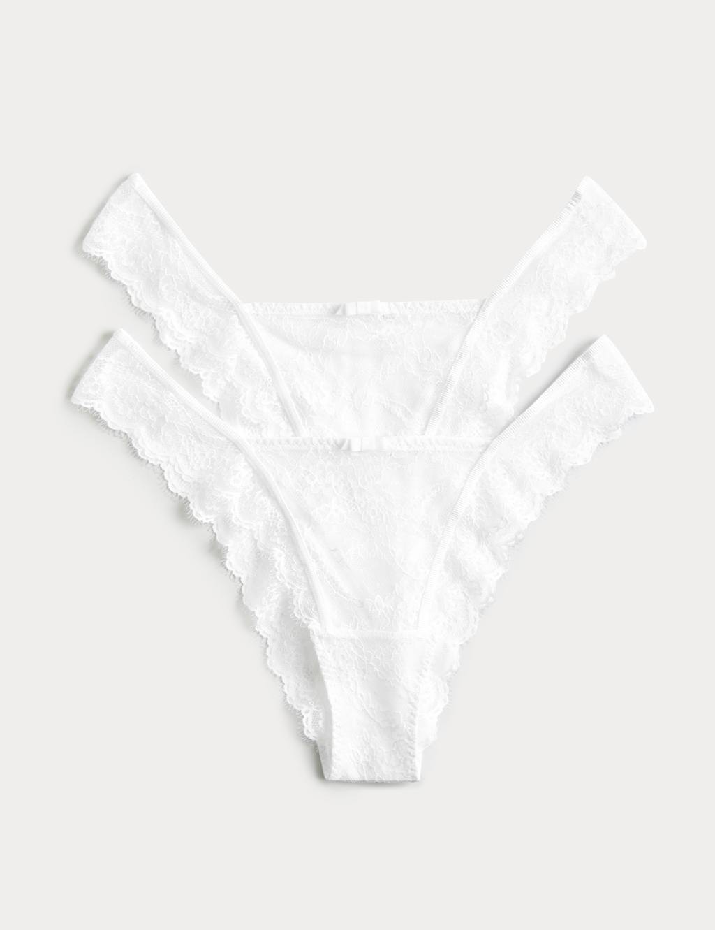 M&S Women's 2 Pack Ida Lace Miami Knickers - 8 - White