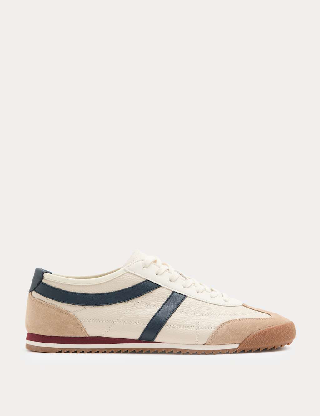 M&S Men's Slimline Leather Trainers - 12 - Natural Mix