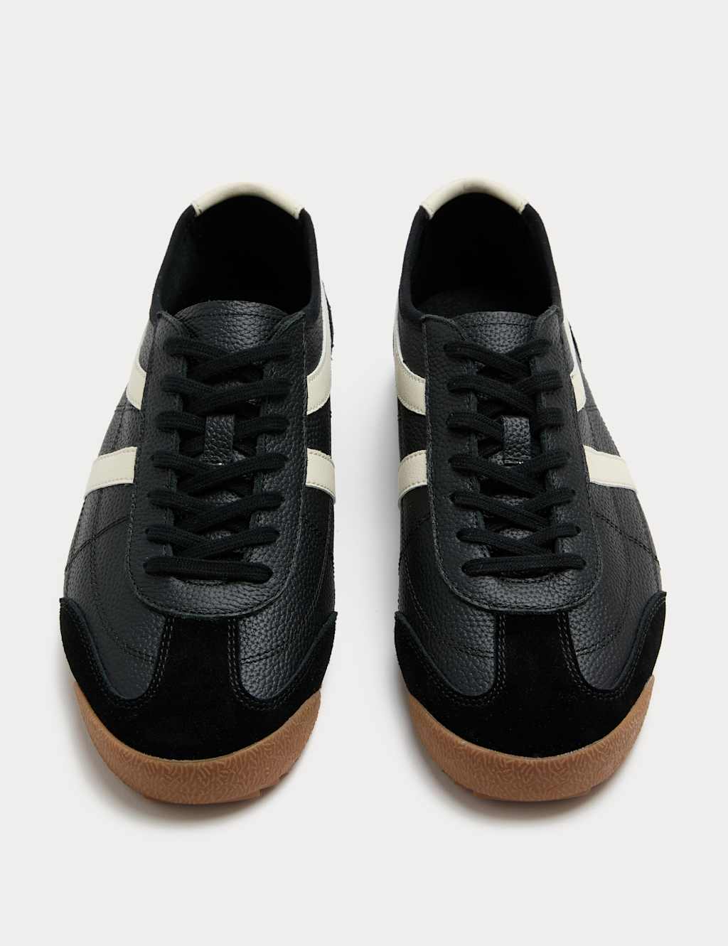 M&S Men's Slimline Leather Trainers - 7 - Black