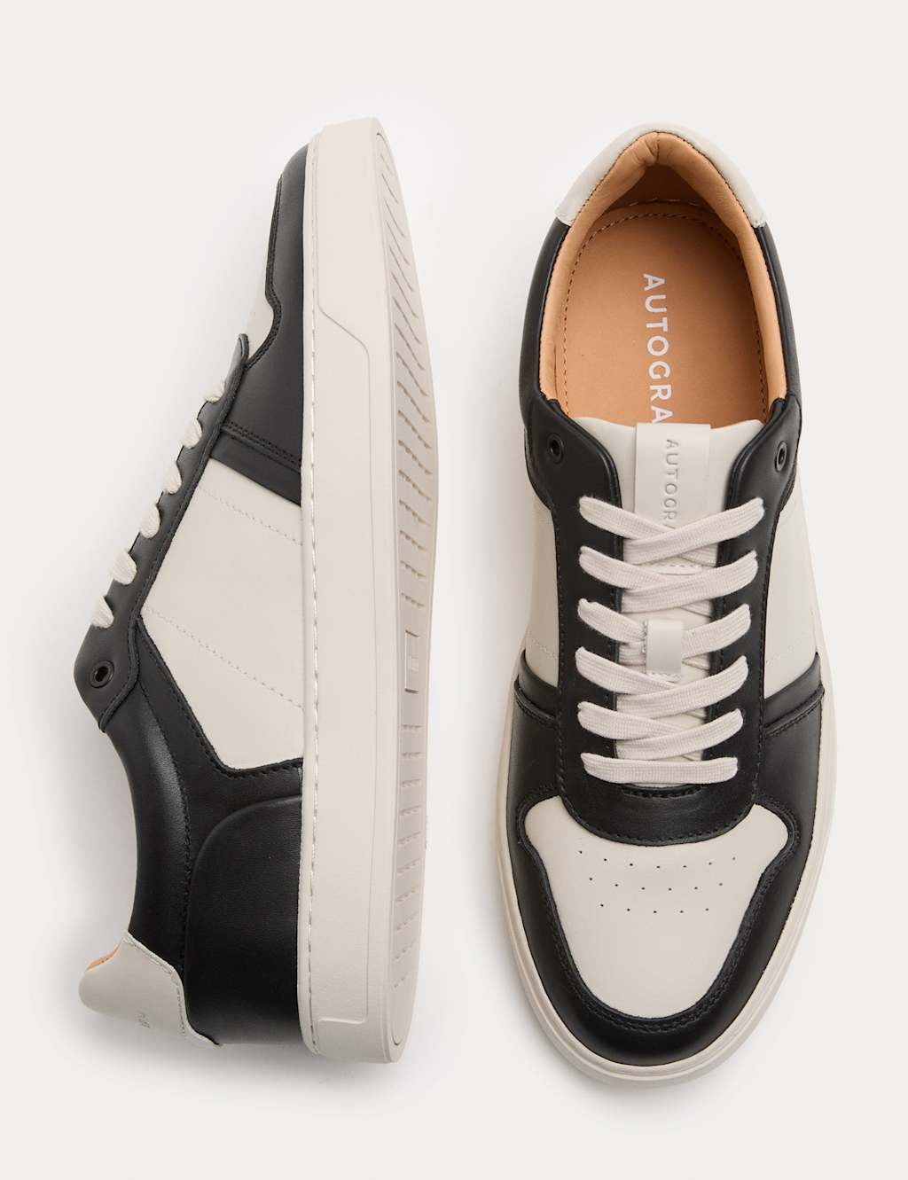 Autograph Men's Leather Colour Block Trainers - 9 - Black Mix