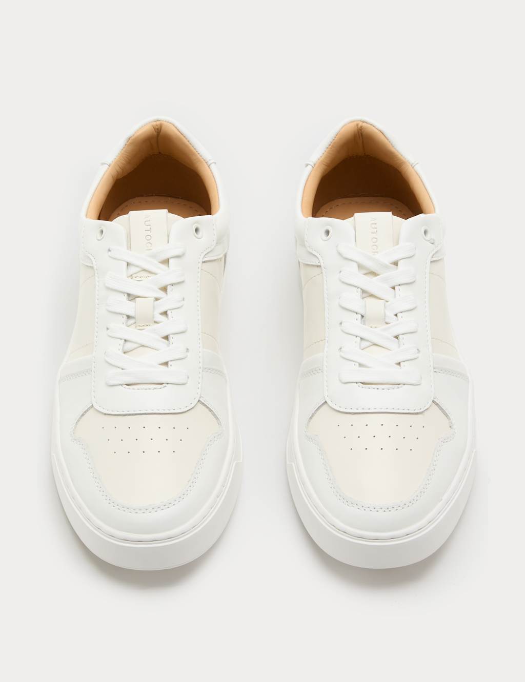 Autograph Men's Leather Colour Block Trainers - 9 - White Mix