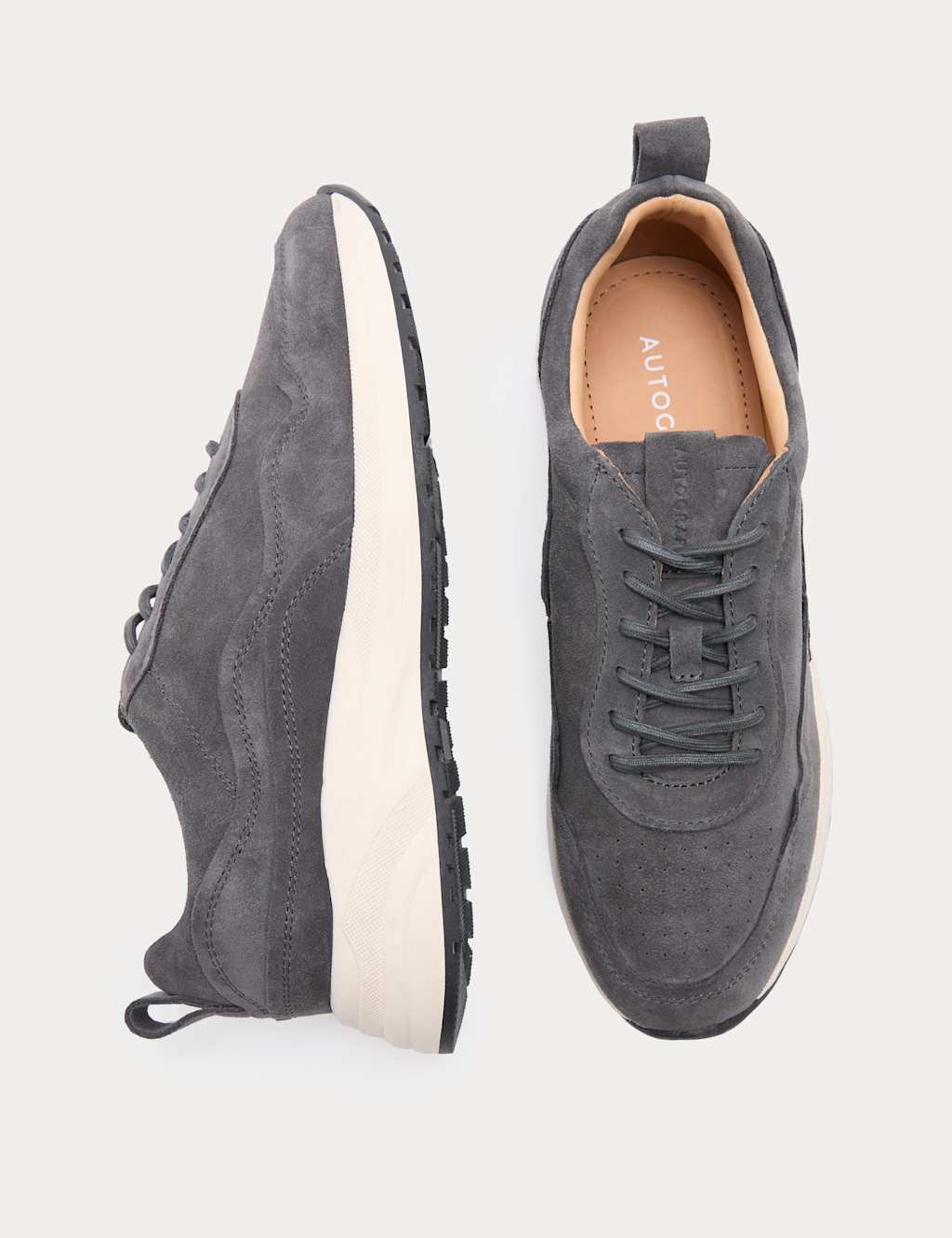Autograph Men's Performance Suede Lace up Trainers - 6 - Charcoal
