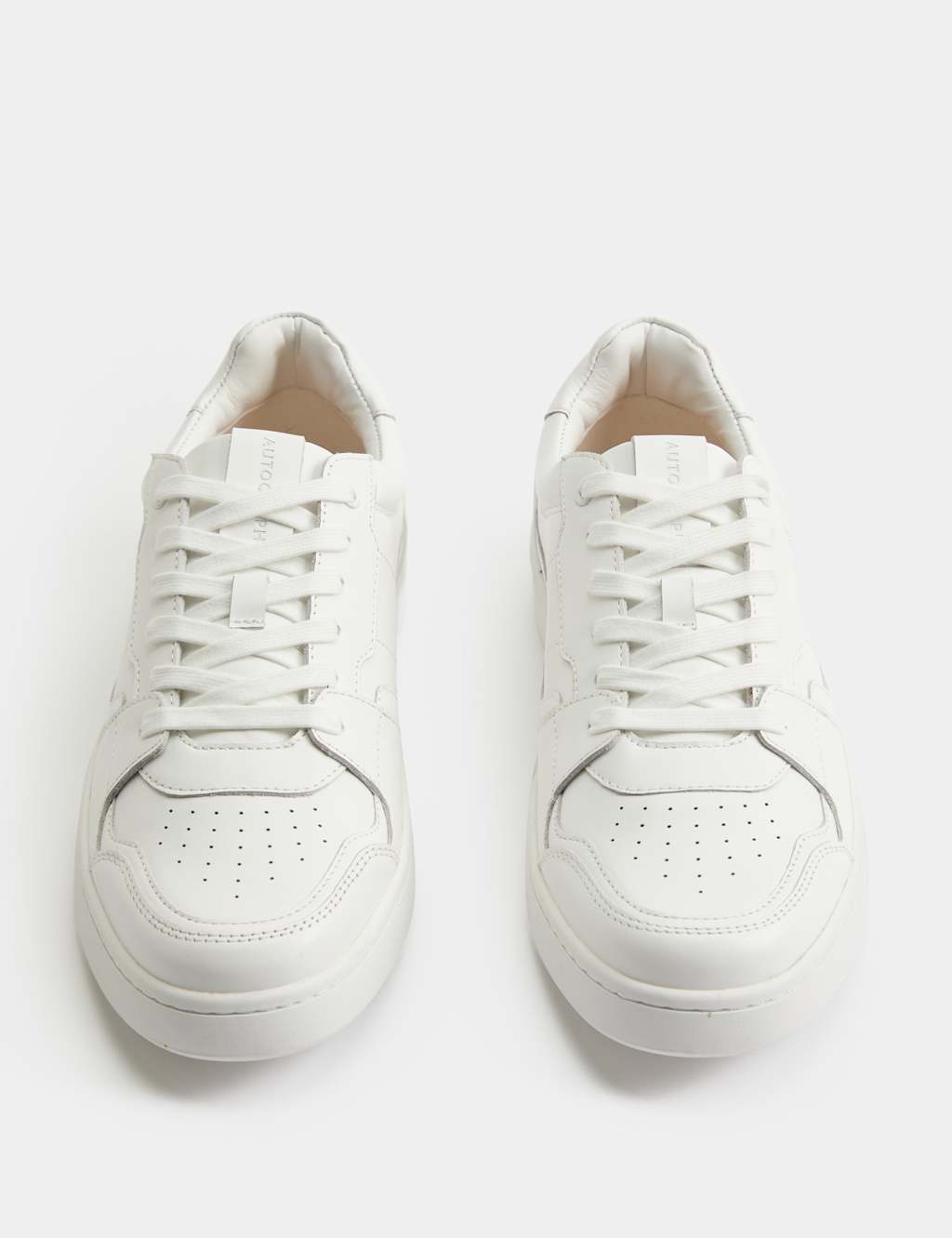 Autograph Men's Lace Up Court Leather Trainers - 9 - White
