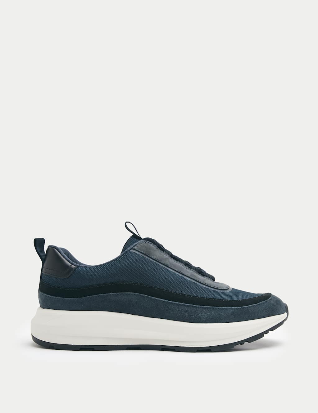 Autograph Men's Leather Mix Runner Trainers - 9 - Dark Navy