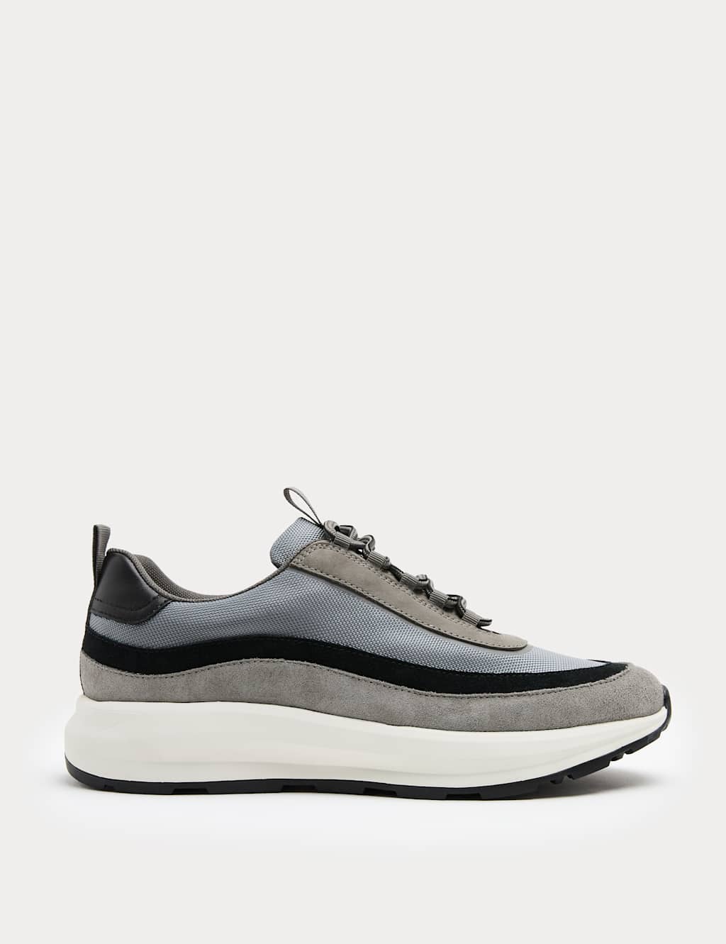 Autograph Men's Leather Mix Runner Trainers - 9 - Grey