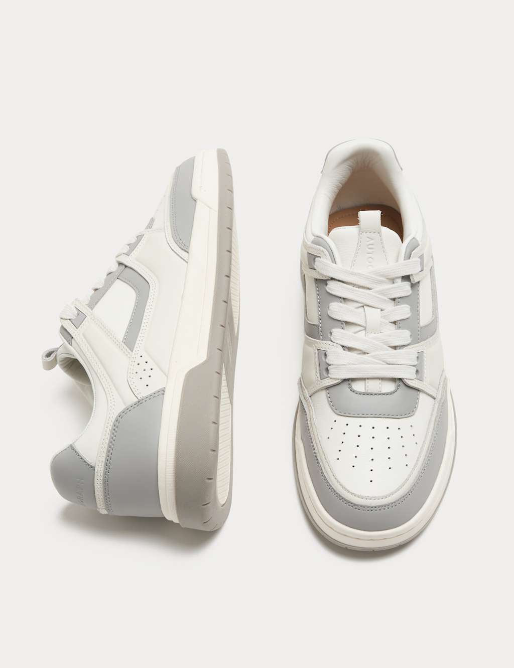 Autograph Men's Leather High Profile Lace Up Trainers - 11 - White Mix