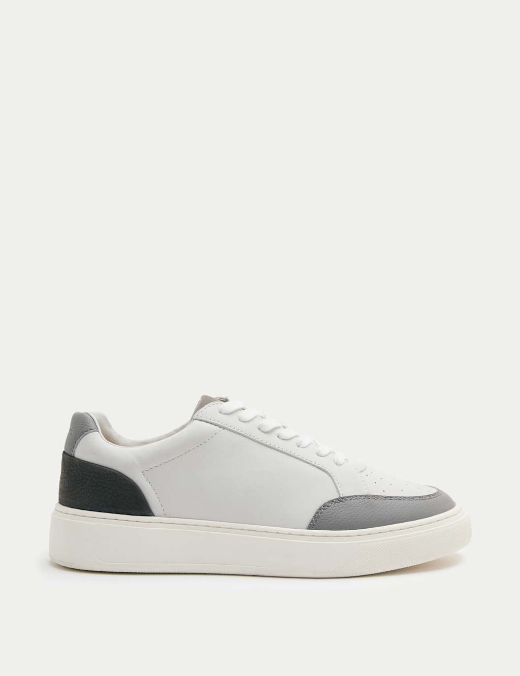 Autograph Men's Leather Lace Up Trainers - 9 - Light Grey Mix