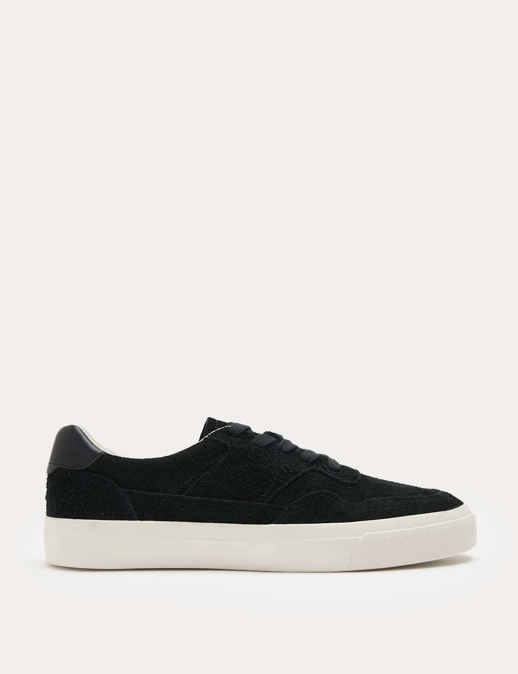 M&S Men's Suede Lace up Trainers - 6 - Black