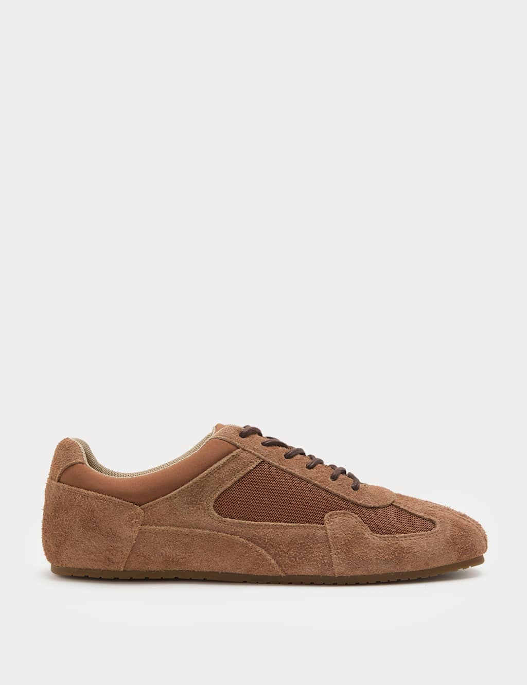 M&S Men's Suede Lace Up Trainers - 7 - Tan