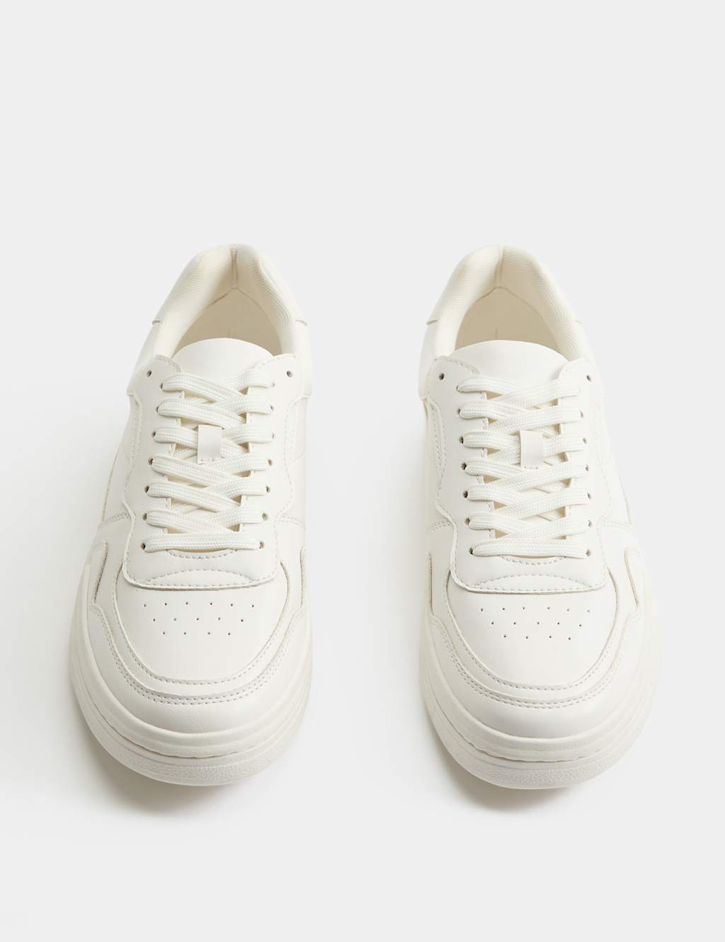 M&S Men's Lace Up Club Trainers - 9 - White Mix
