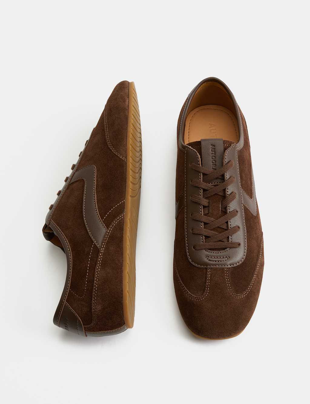 Autograph Men's Low Profile Leather Lace Up Trainers - 10 - Dark Brown