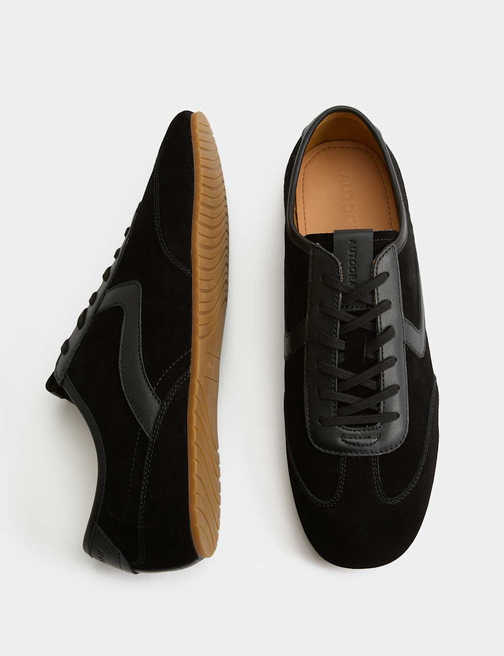 Autograph Men's Low Profile Leather Lace Up Trainers - 10 - Black