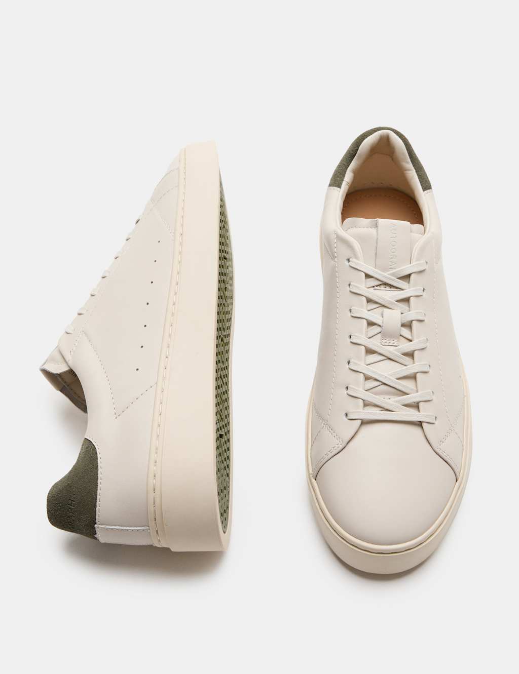 Autograph Men's Leather Lace Up Cupsole Trainers - 11 - Natural Mix