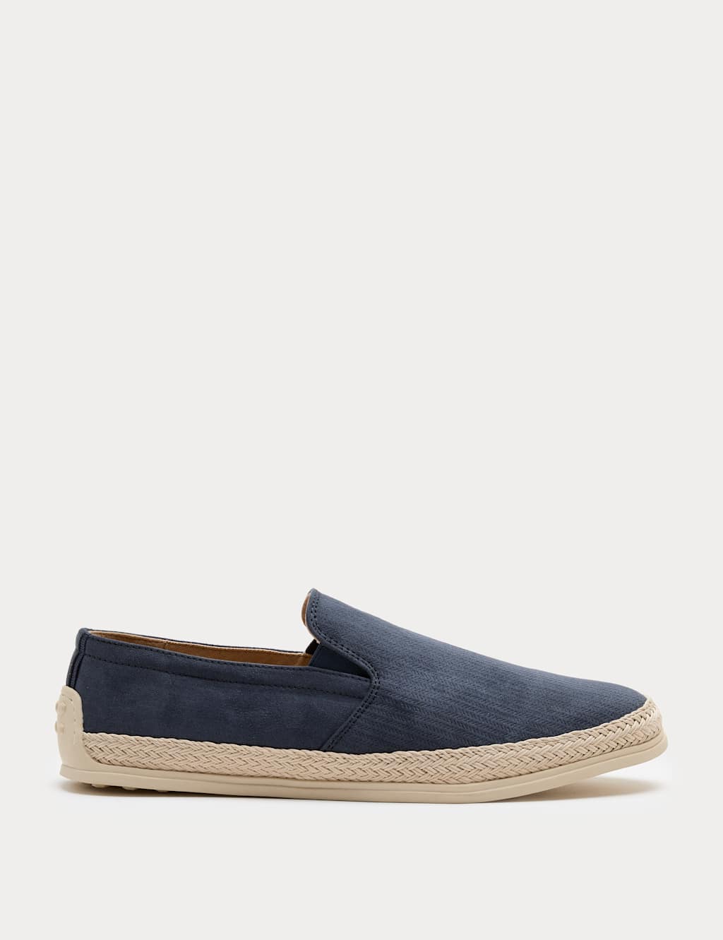 M&S Men's Textured Canvas Jute Rimmed Espadrilles - 11 - Mid Blue