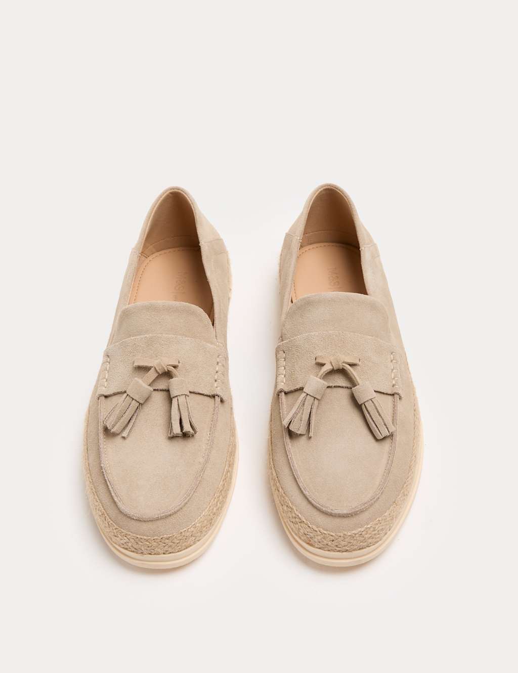 M&S Men's Tasselled Suede Espadrilles - 7 - Stone